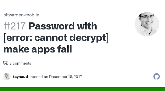 Bitwarden Error Cannot Decrypt
