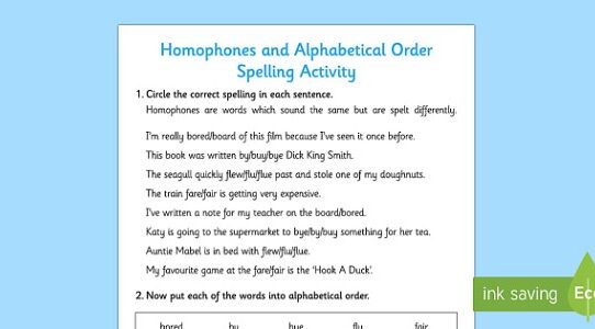 Spelled in Alphabetical Order